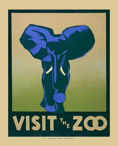 Visit The Zoo White Modern Wood Framed Art Print with Double Matting by Anonymous