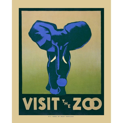 Visit The Zoo White Modern Wood Framed Art Print by Anonymous