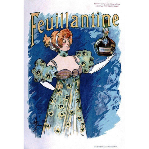 Feuillantine 1896 Gold Ornate Wood Framed Art Print with Double Matting by Guillaume, Albert