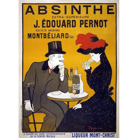 Absinthe Pernod Gold Ornate Wood Framed Art Print with Double Matting by Cappiello, Leonetto