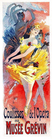 Musee Grevin, 1891 Black Ornate Wood Framed Art Print with Double Matting by Cheret, Jules