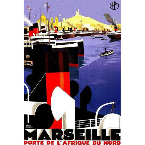 Marseille White Modern Wood Framed Art Print by Broders, Roger