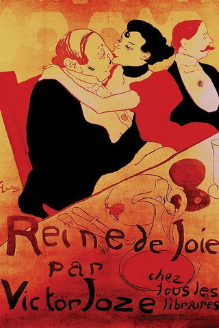 Queen Of Joy Black Ornate Wood Framed Art Print with Double Matting by Toulouse-Lautrec, Henri De