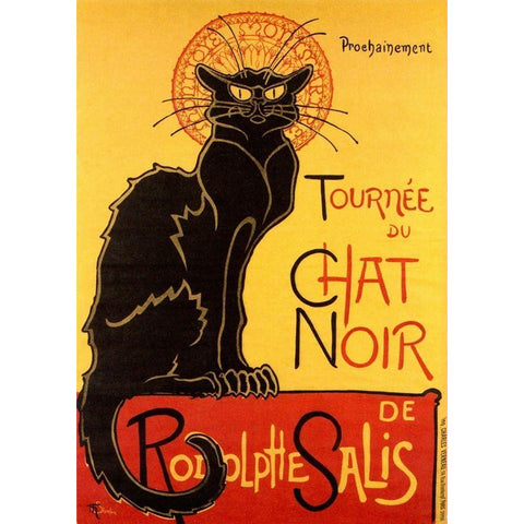 Le Chat Noir, 1896 Black Modern Wood Framed Art Print with Double Matting by Steinlen, Theophile