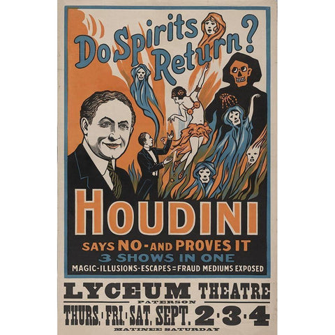 Houdini Gold Ornate Wood Framed Art Print with Double Matting by Anonymous