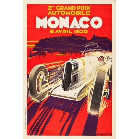 Monaco  1930 White Modern Wood Framed Art Print by Falcuccci, Robert