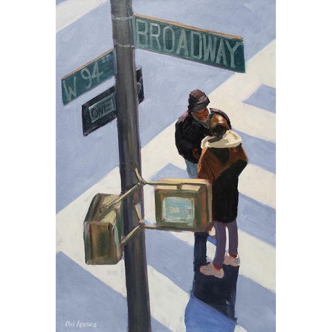 Broadway Black Modern Wood Framed Art Print with Double Matting by Levine, Phil