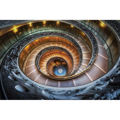 The Vatican Staircase Gold Ornate Wood Framed Art Print with Double Matting by Choi, Sung