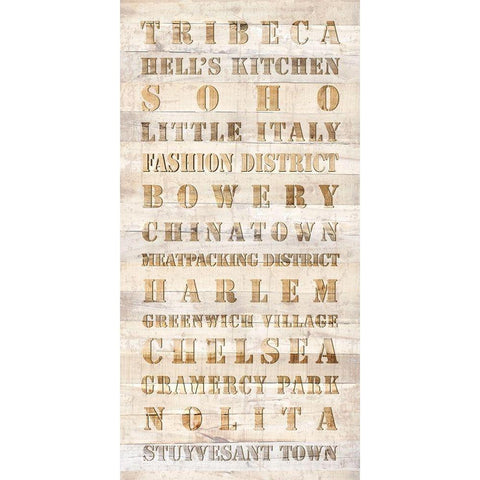 NYC Wooden Districts Sign White Modern Wood Framed Art Print by Anonymous