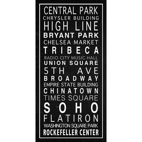 NYC Destinations Sign Black Modern Wood Framed Art Print with Double Matting by Anonymous