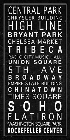 NYC Destinations Sign White Modern Wood Framed Art Print with Double Matting by Anonymous