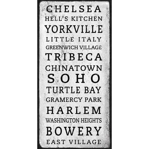 NYC Districts Sign BW Gold Ornate Wood Framed Art Print with Double Matting by Anonymous