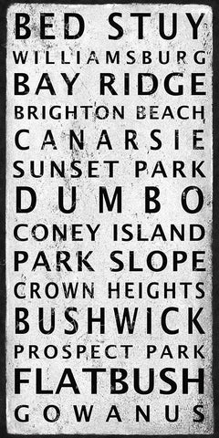 BROOKLYN Districts Sign Black Ornate Wood Framed Art Print with Double Matting by Anonymous