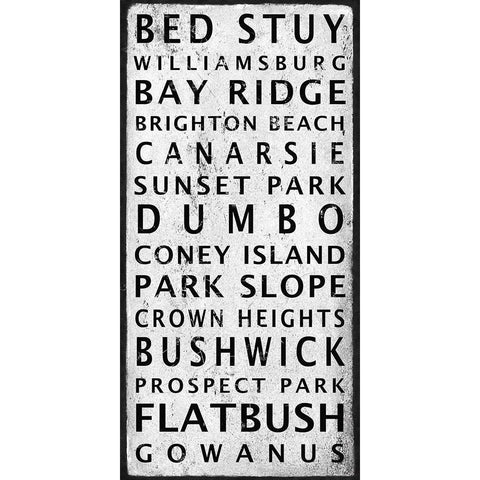 BROOKLYN Districts Sign White Modern Wood Framed Art Print by Anonymous