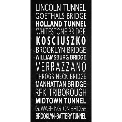 NYC Bridges Sign White Modern Wood Framed Art Print by Anonymous