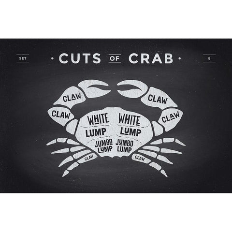 Cuts of Crab  White Modern Wood Framed Art Print by Foxys Graphics