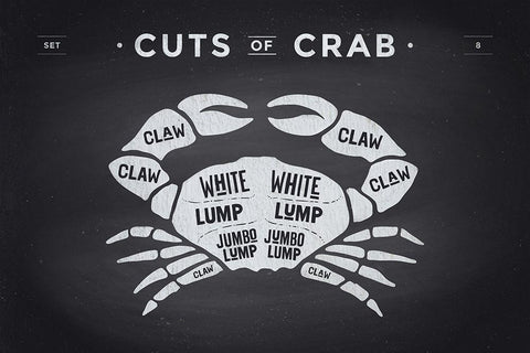 Cuts of Crab  White Modern Wood Framed Art Print with Double Matting by Foxys Graphics