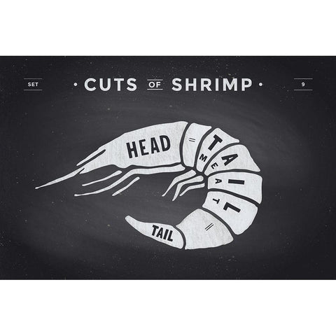 Cuts of Shrimp  Black Modern Wood Framed Art Print with Double Matting by Foxys Graphics