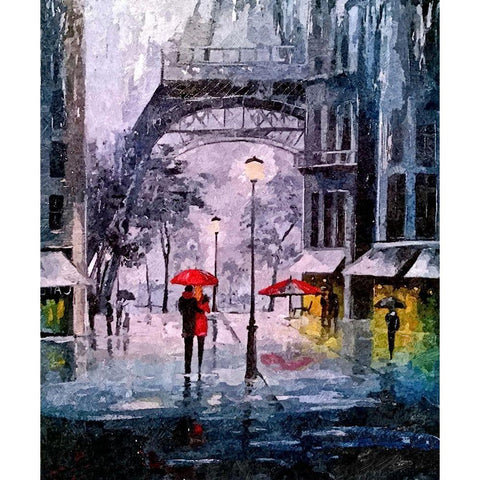 Paris, painting Black Modern Wood Framed Art Print with Double Matting by Anonymous