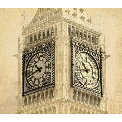 Big Ben Vintage White Modern Wood Framed Art Print by Anonymous