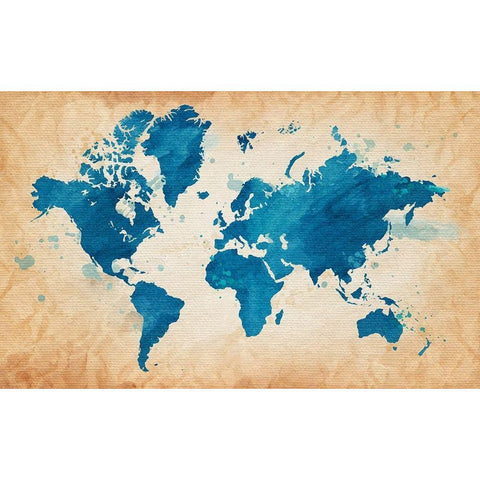 Illustrative World Map White Modern Wood Framed Art Print by Leyasw