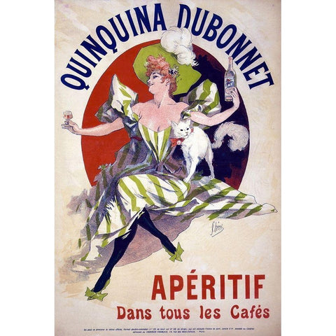 Quinquina Dubonnet Aperitif Gold Ornate Wood Framed Art Print with Double Matting by Cheret, Jules