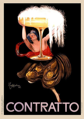 Contratto Champagne, 1922 White Modern Wood Framed Art Print with Double Matting by Cappiello, Leonetto