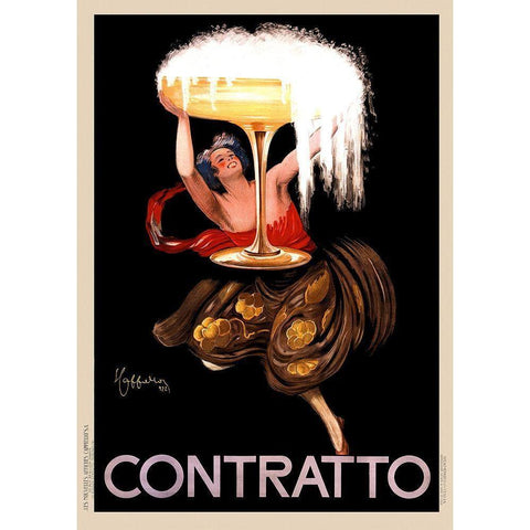 Contratto Champagne, 1922 Black Modern Wood Framed Art Print with Double Matting by Cappiello, Leonetto