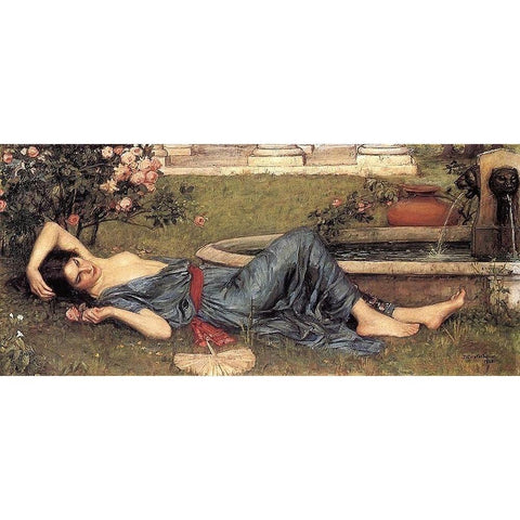 Sweet Summer Gold Ornate Wood Framed Art Print with Double Matting by Waterhouse, J. W.