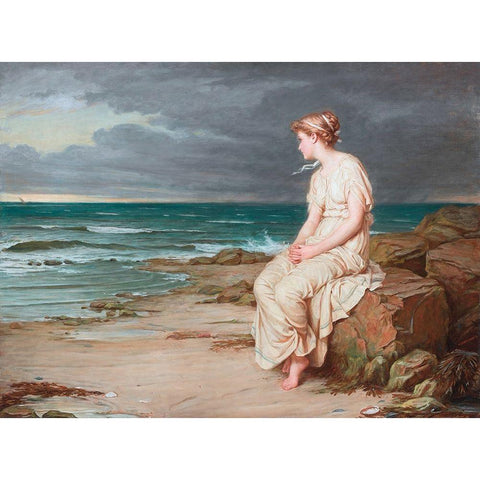 Miranda White Modern Wood Framed Art Print by Waterhouse, J. W.