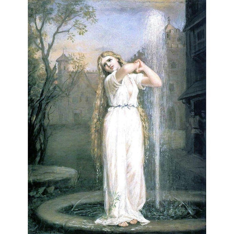 Ondine White Modern Wood Framed Art Print by Waterhouse, J. W.