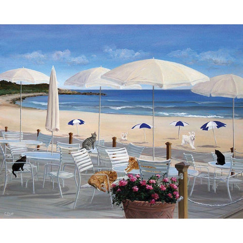 Beach Club Deck 2 White Modern Wood Framed Art Print by Saxe, Carol