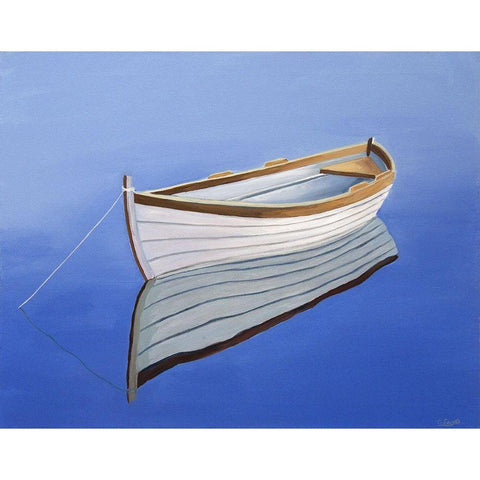 Moored Rowboat III Black Modern Wood Framed Art Print with Double Matting by Saxe, Carol