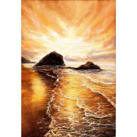 Sunset Over Beach Gold Ornate Wood Framed Art Print with Double Matting by Dimitrov, Boyan