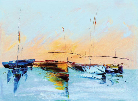 Sailboat Abstract Black Ornate Wood Framed Art Print with Double Matting by Chen, Yung Chao