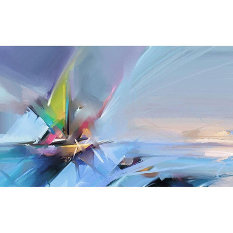 Colorful Oil Seascape Black Modern Wood Framed Art Print with Double Matting by Pornmingmas, N.