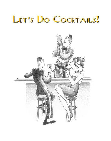 Lets Do Cocktails! Black Ornate Wood Framed Art Print with Double Matting by Vilar, Roger