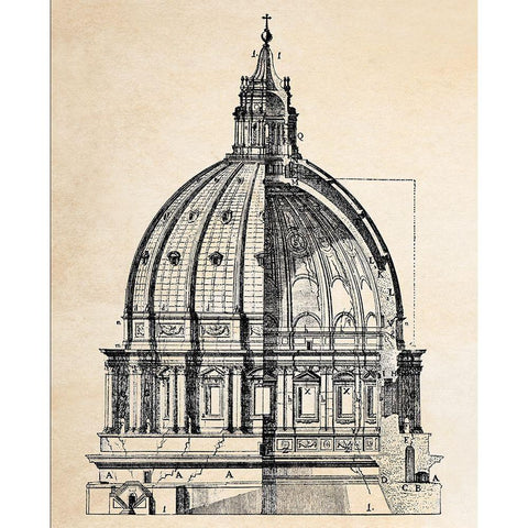 Cupola of the San Pietro White Modern Wood Framed Art Print by Anonymous