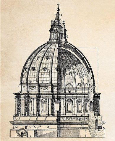 Cupola of the San Pietro Black Ornate Wood Framed Art Print with Double Matting by Anonymous