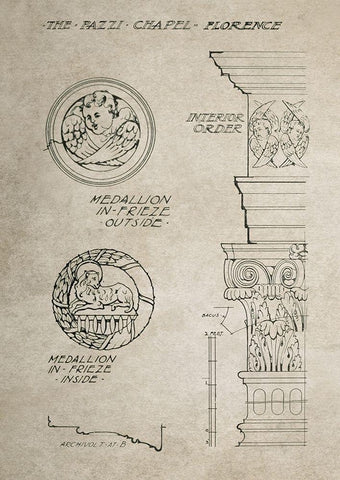 Italian Renaissance Architectural Section Chart Ia Black Ornate Wood Framed Art Print with Double Matting by Anonymous