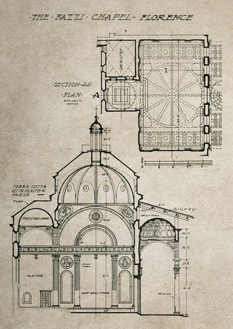 Italian Renaissance Architectural Section Chart Ib Black Ornate Wood Framed Art Print with Double Matting by Anonymous