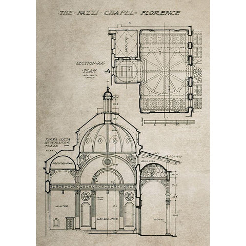 Italian Renaissance Architectural Section Chart Ib White Modern Wood Framed Art Print by Anonymous