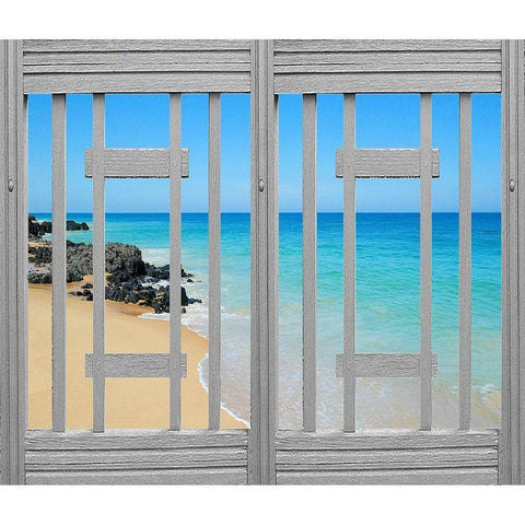 Ocean Window Gold Ornate Wood Framed Art Print with Double Matting by Anonymous