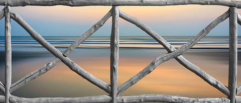 Looking Through the Railing Black Ornate Wood Framed Art Print with Double Matting by Anonymous