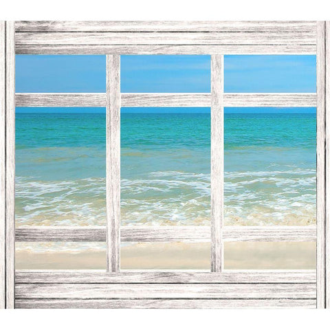 Vintage Ocean Window  White Modern Wood Framed Art Print by Anonymous