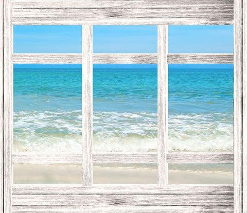 Vintage Ocean Window II White Modern Wood Framed Art Print with Double Matting by Anonymous