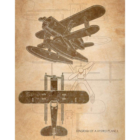 Hydro Plane I. Black Modern Wood Framed Art Print with Double Matting by Anonymous