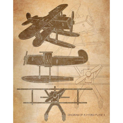 Hydro Plane II. White Modern Wood Framed Art Print by Anonymous