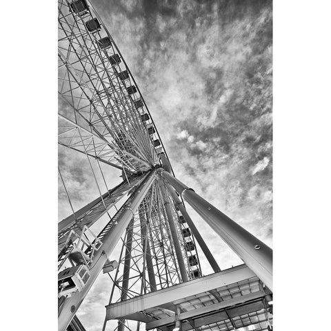 Ferris Wheel Black Modern Wood Framed Art Print with Double Matting by Anonymous