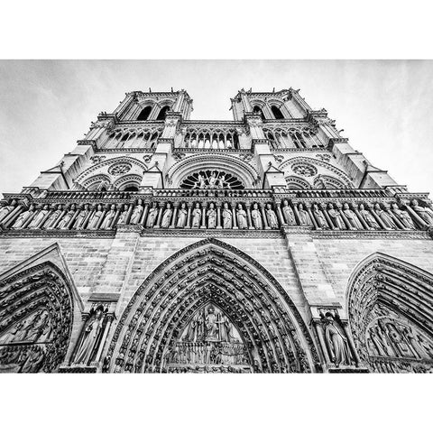 Notre Dame, Paris Black Modern Wood Framed Art Print with Double Matting by Baker, Thomas